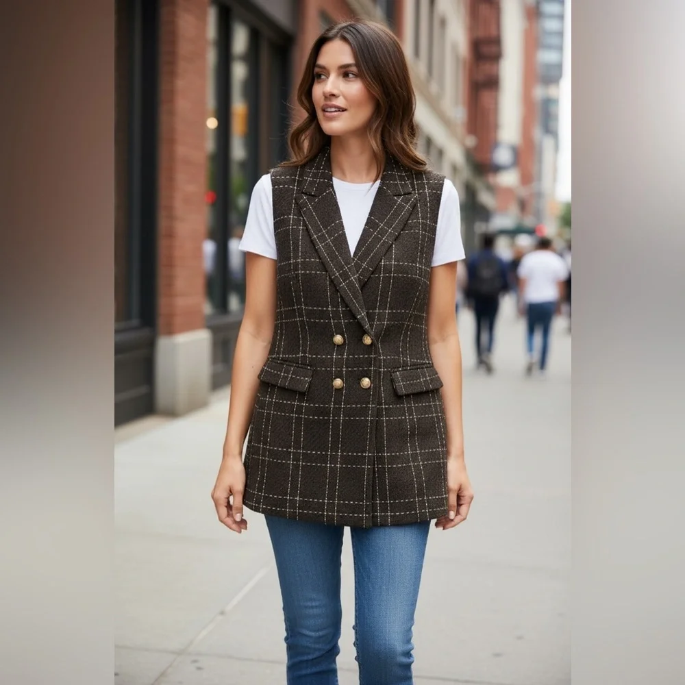 Alice blue tweed vest with sparkly buttons. NWT​​​​​​​​​​​​​​​​​​​​​​​​​​​​​ - Picture 3 of 12